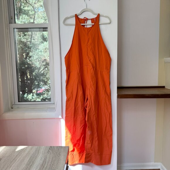New Free People FP Movement Break Away Onesie Jumpsuit Wide Leg Orange Small - Picture 5 of 11